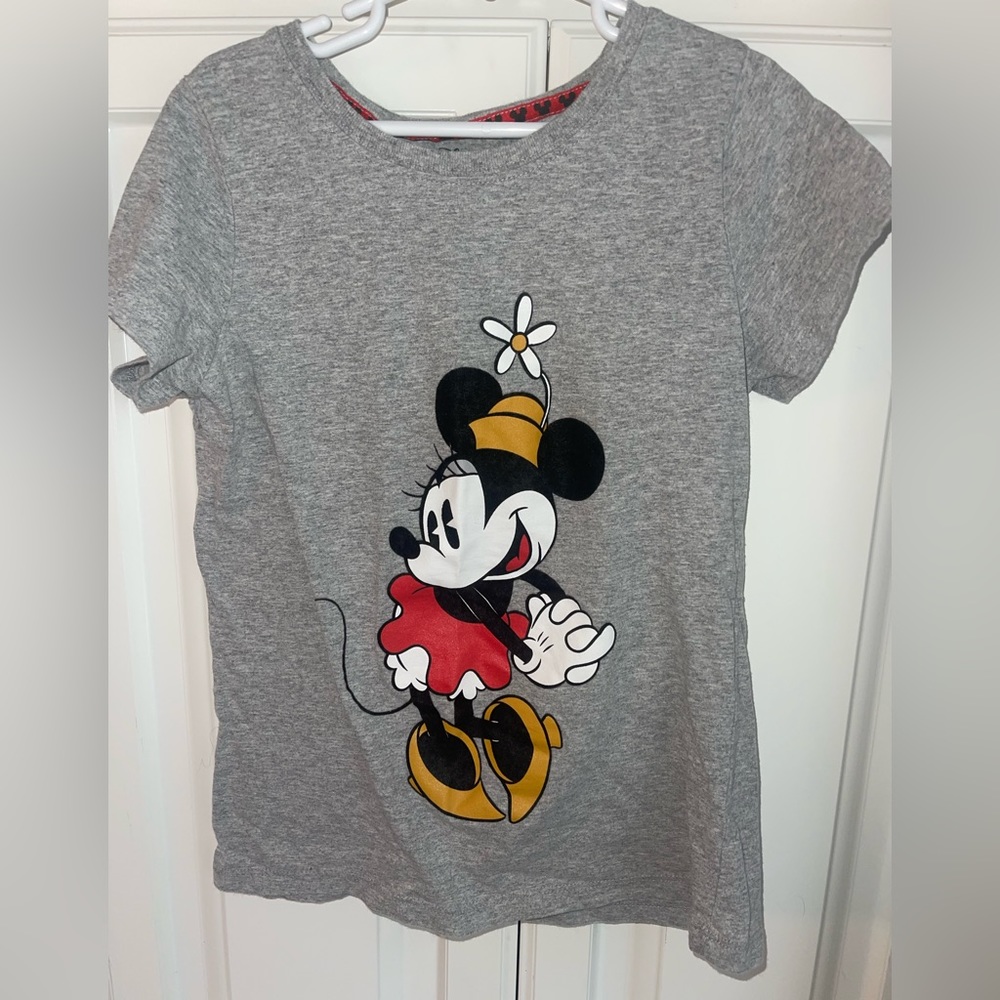 Disney Minnie Mouse Girl's Gray T-shirt Short‎ Sleeves NWT Size 10/12